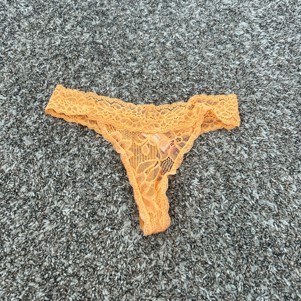 Lace Thong Panty in Bright Orange
